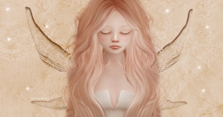 Fairy - art, girl, pink, wings, fairy, fantasy