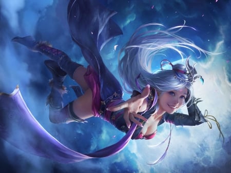 Jinx - game, league of legends, blue, girl, beauty, jinx, fantasy, woman, art