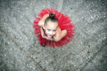 Little ballerina - fetita, grey, ballerina, red, girl, cute, copil, child