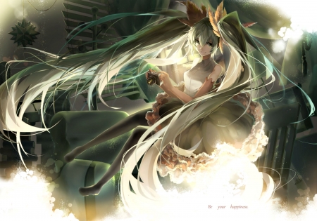 Hatsune Miku - saihate, manga, anime, green, girl, hatsune miku, art