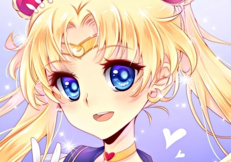 Sailor Moon - face, kishishiotani, sailor moon, blonde, blue eyes, anime, girl, manga