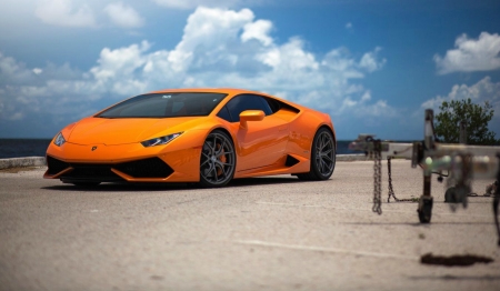 Lamborghini-Huracan - orange, custom wheels, lambo, super car