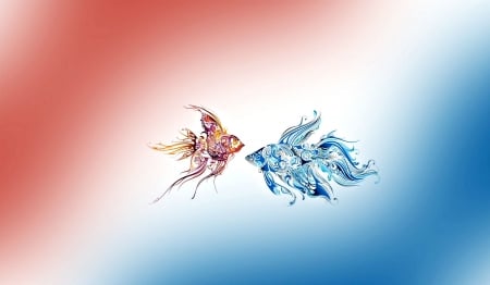 Zodiac ~ Pisces - abstract, peste, blue, flower, pink, fantasy, pisces, fish, couple, zodiac