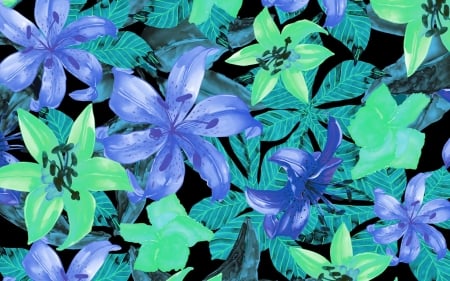 Texture - paper, flower, pattern, lily, black, texture, blue, green