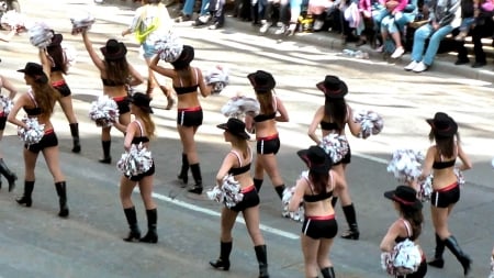 Marching Cowgirls - style, girls, western, women, models, hats, cowgirls, brunettes, parades, fun, female, boots, blondes, fashion