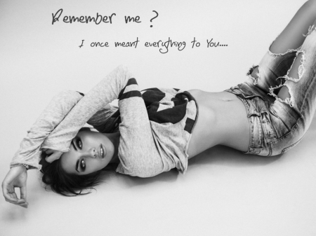 Remember me.... - woman, black and white, words, model