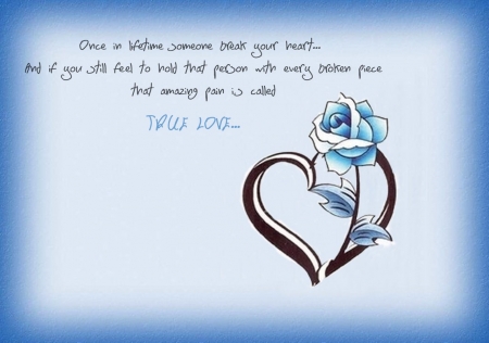 TRUE LOVE - rose, words, heart, blue