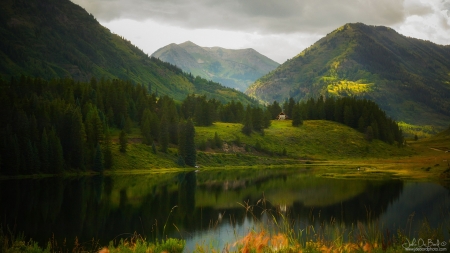 Mountain Serenity - forest, water, mountains, nature