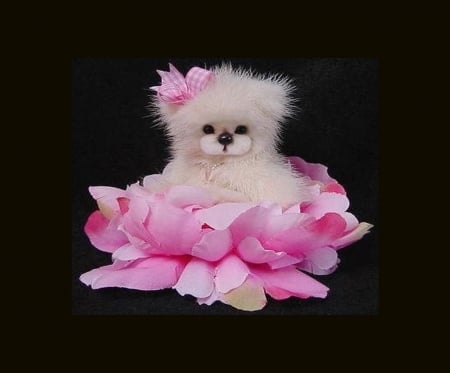 Smiles - bear, cute, flower, pink