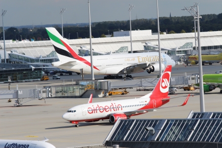 giant meets dwarf - aircraft, airbus, airfield, planes