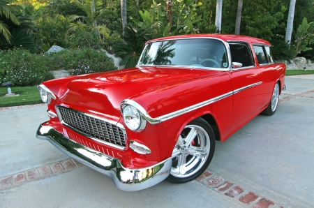 1955 Chevy Nomad - Bowtie, 1955, Red, Classic