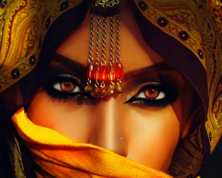 Beautiful Eyes - model, indian, veil, woman, eyes