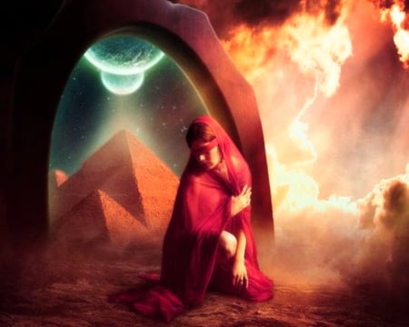 The Other Place - moons, art, pyramid, woman