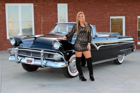 1955-Ford-Sunliner-Convertible - babe, classic, black, model