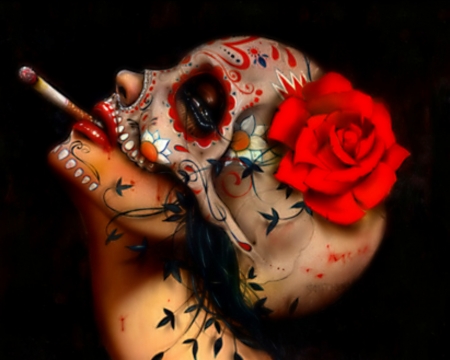 Artistic Woman - head, art, painted, skull