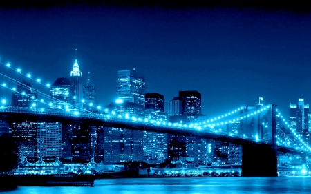 Nightscape of the Brooklyn Bridge, NY - night, brooklyn, architecture, bridge