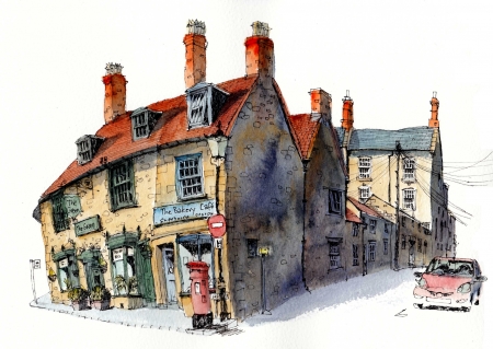 Sherborne England - sherborne, art, building, england, house, drawing