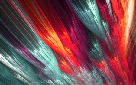 Abstract feathers - abstract, blue, red, green, feather, texture, fractal, luminos