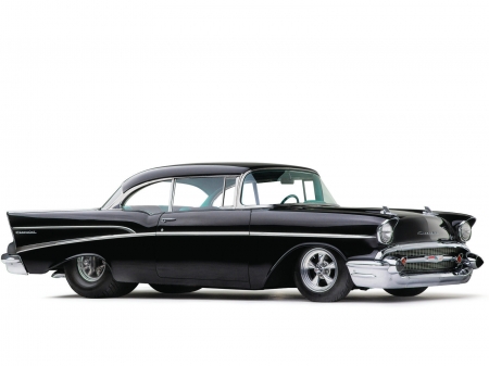 1957-Chevy-Bel-Air - classic, pro street, black, gm