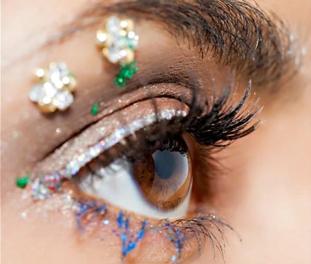 Eye make-up - flower, make-up, eye, jewel, green