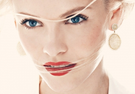 Ginta Lapina - white, red, ginta lapina, model, blonde, blue eyes, girl, woman