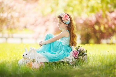 Cute Little girl - flowers, child, girl, grass