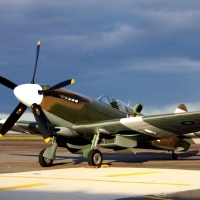 vintage spitfire on the tarmac