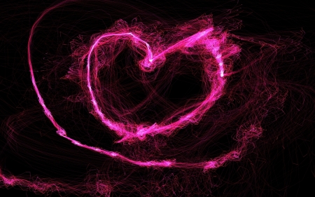 Heart - abstract, pink, heart, luminos, smoke, texture, black