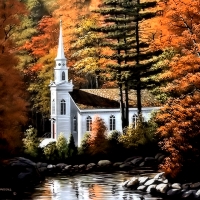 White Church in Autumn