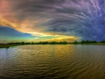 superb sky over rippling ake hdr