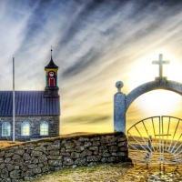 rural church in iceland hdr