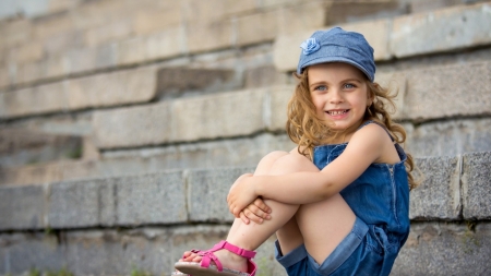 Cute, Charming - girls, cap, eyes, hair, face, baby, children, pretty, cute, pretty face, girl, child, lovely, attractive, beautiful, charming, smile, pose