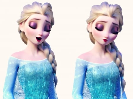 Elsa singing - frozen, blonde, girl, blue, white, fantasy, movie, singing, princess, elsa, disney, snow queen