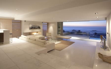 modern living room with ocean view - sea, modern, view, living room