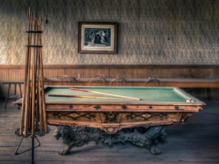 billiards table hdr - sticks, billiards, hdr, room, table