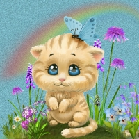 KITTY AMONG THE FLOWERS