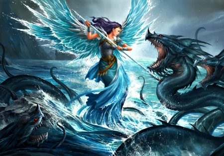 The blue angel and the water dragons