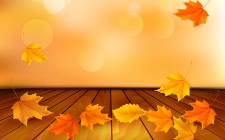 Happy Autumn! - wood, brown, autumn, yellow, card, orange, leaf