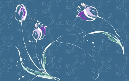 Texture - paper, flower, purple, pattern, spring, drawing, blue, white, tulip, texture, green