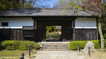 bukeyashikimon - gate, samurai, 4k, daimyo mansion, samurai mansion, bukeyashiki, japan, bukeyashikimon, 3840x2160