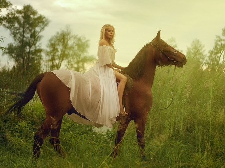 Friendship - girl, friendship, nature, horse