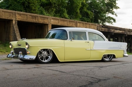 Nice 55 Chevrolet - bowtie, yellow, classic, gm