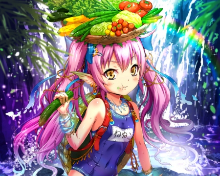 Cute Girl - fruits, anime, girl, cute