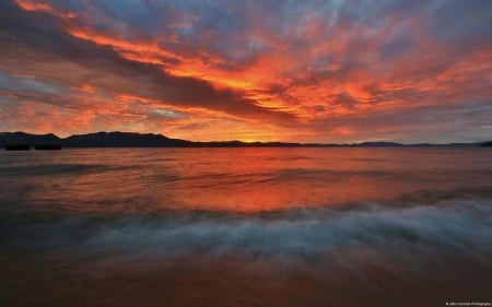 Lake Tahoe II. - clouds, abstract, water, photography, landscape, scene, sunrise, dawn, sunset, nature, lake, dusk, sky, wallpaper