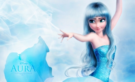 Aura - winter, blue, snow queen, ice, fantasy, frozen, fanart, aura, movie, elsa, disney