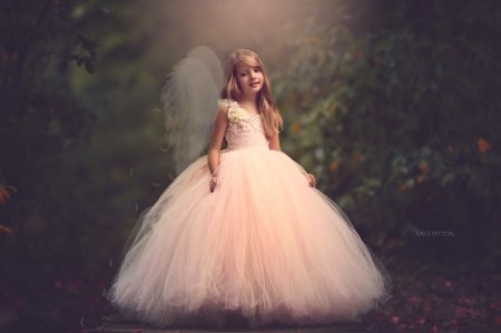 Angel - child, copil, pink, dress, fetita, girl littel, wings, meg bitton, angel