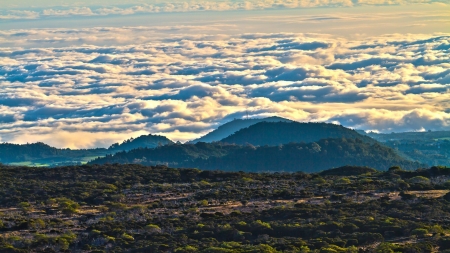 amazing sea of clouds hdr - mountains, hdr, foothills, clouds