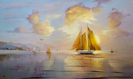 Fine Art - beautiful, ship, painting, sea