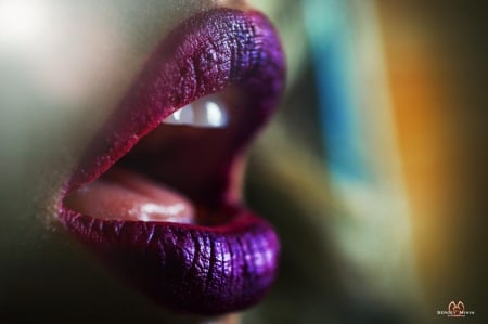 Purple - mouth, sergei minin, nlue orange, lips, purple, woman, lipstick