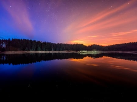 Crystal Lake - lake, forest, reflection, trees, nature, sunrise, crystal